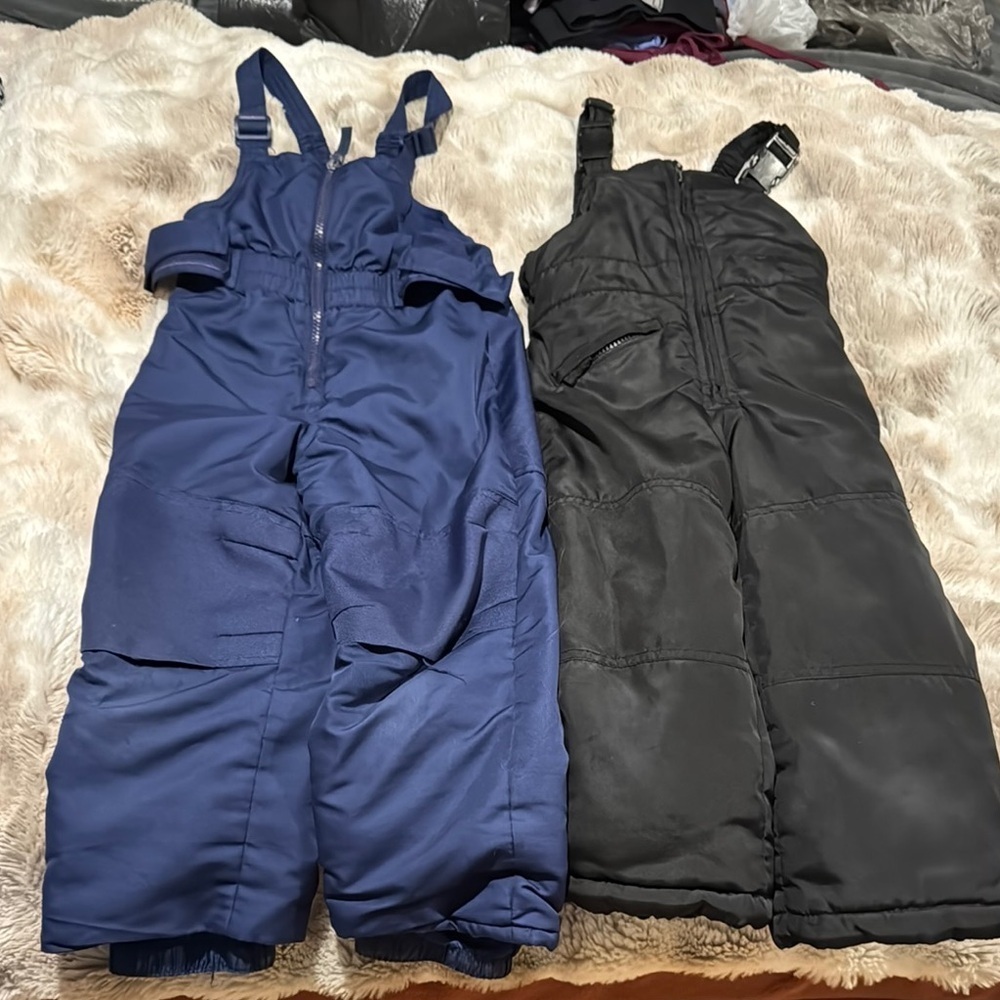 Kids' Blue and Black Snow Bibs